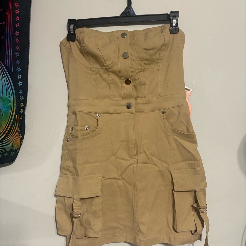 Women's Tan Cargo Dress